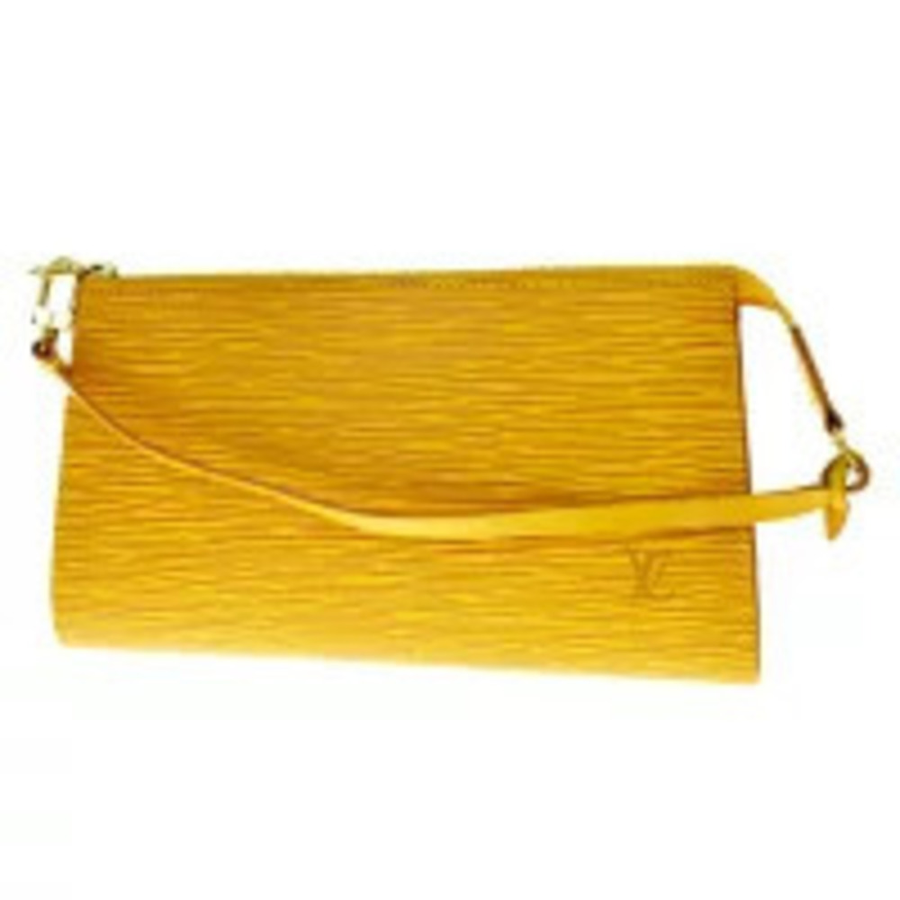 Louis Vuitton Pochette Accessoires Pouch Clutch Handbag Epi Tassili Yellow